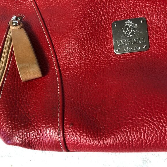 I Medici Firenze Italian Pebbled Leather Red & Tan Crossbody Shoulder Bag Purse - Picture 5 of 16